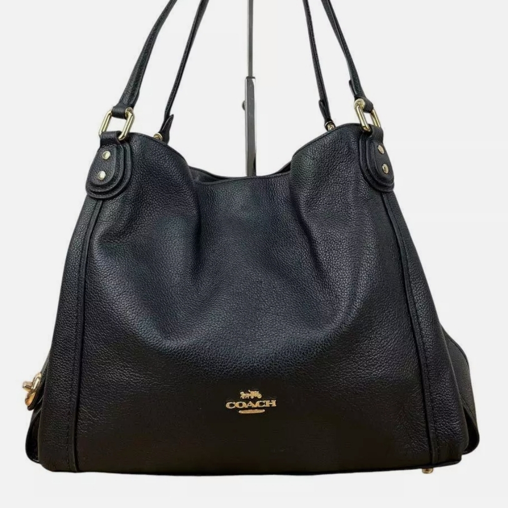 Coach Edie Black Turnlock Shoulder Bag - Picture 4 of 14
